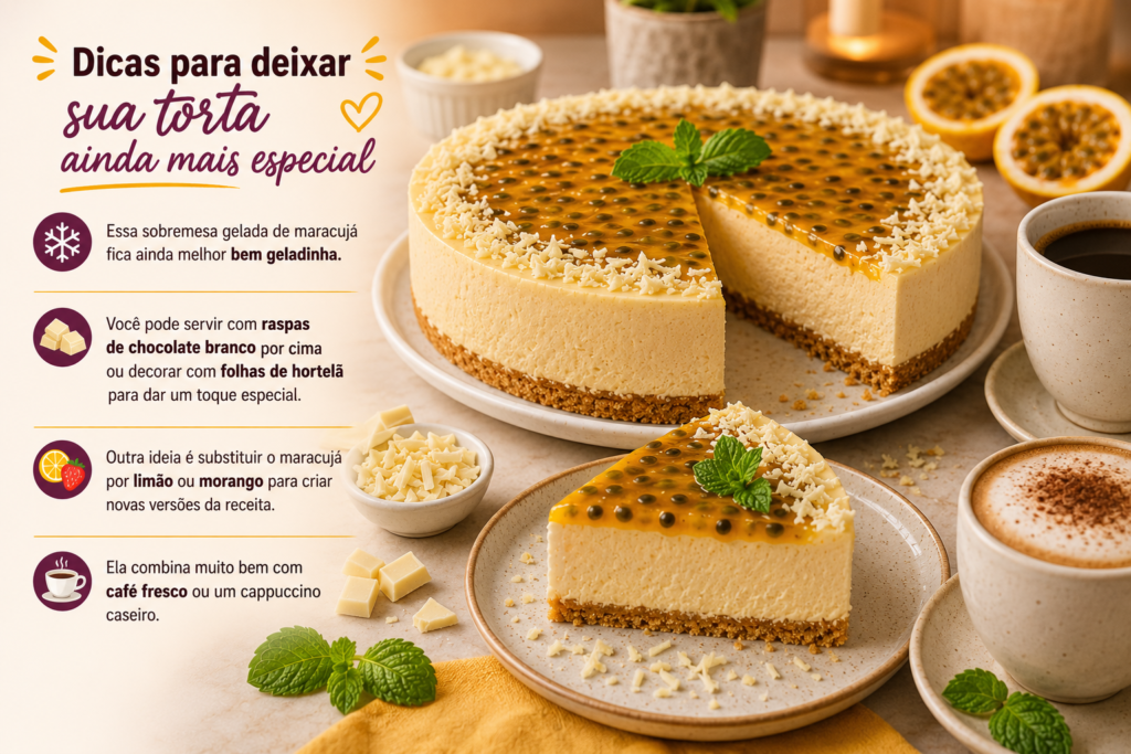como servir Torta Gelada de Maracujá com Chocolate Branco