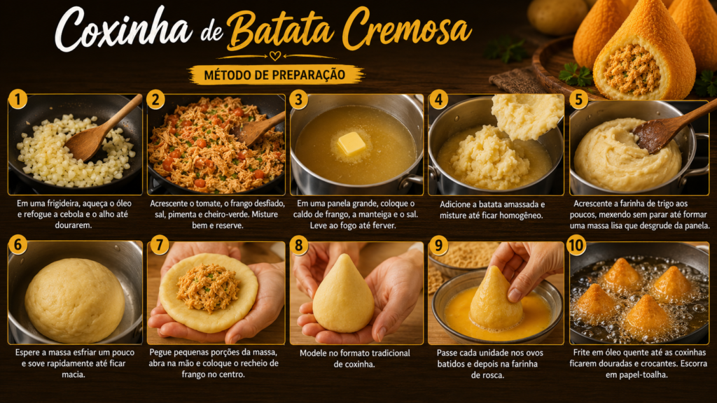 Receita de Coxinha de Batata Cremosa modo de preparo