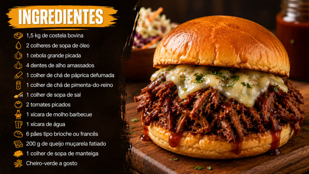 ingredientes Sanduíche de Costela Desfiada