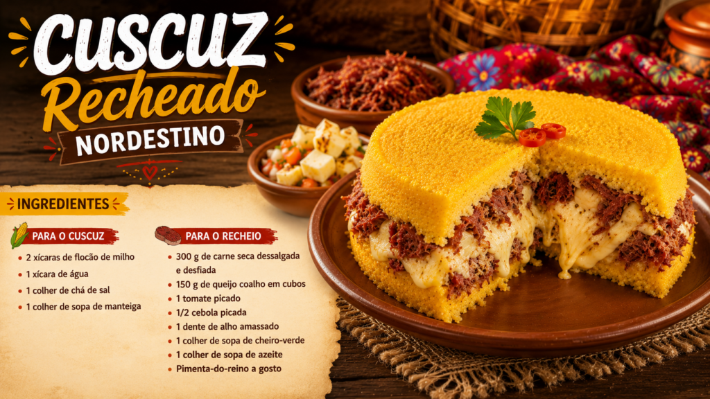 ingredientes para Cuscuz Recheado Nordestino