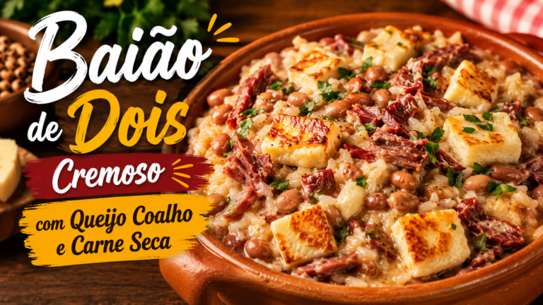 Baião de Dois Cremoso com Queijo Coalho e Carne Seca