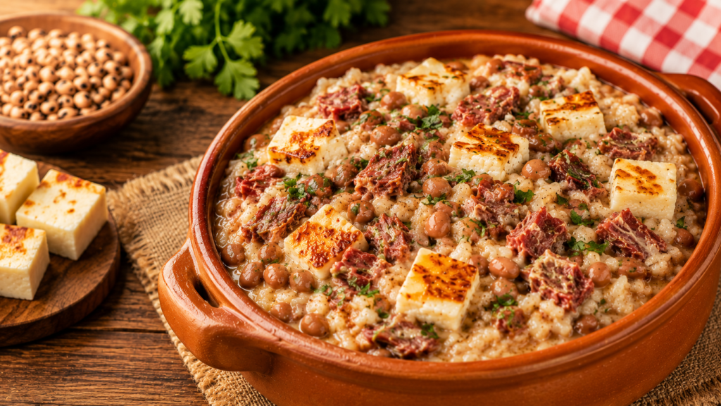 Baião de Dois Cremoso Com Queijo e Carne Seca
