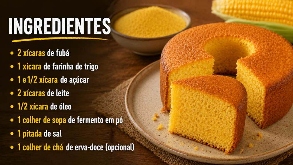 Bolo de Fubá sem Ovos Fofinho