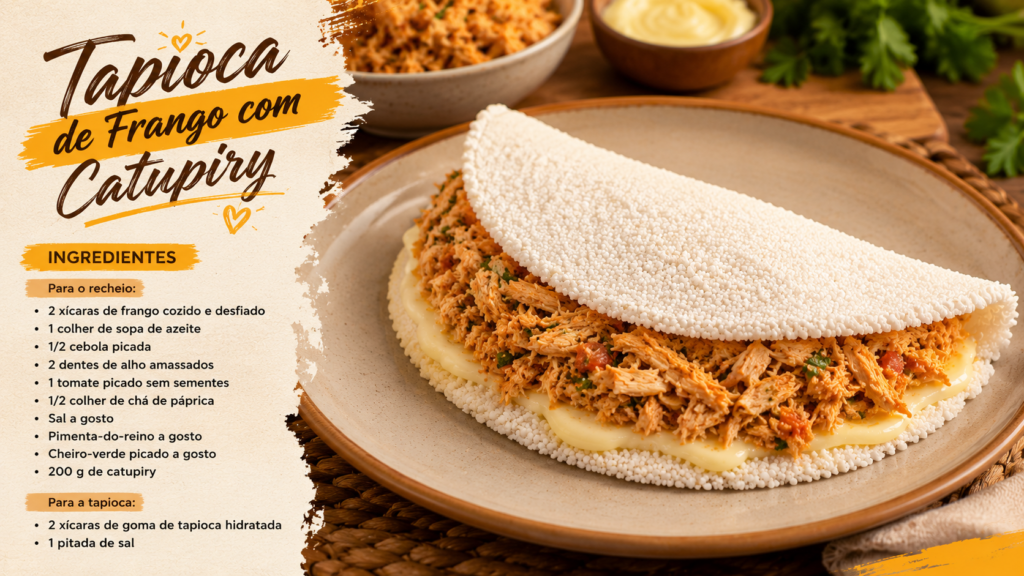 ingredientes tapioca com frango e catupiry