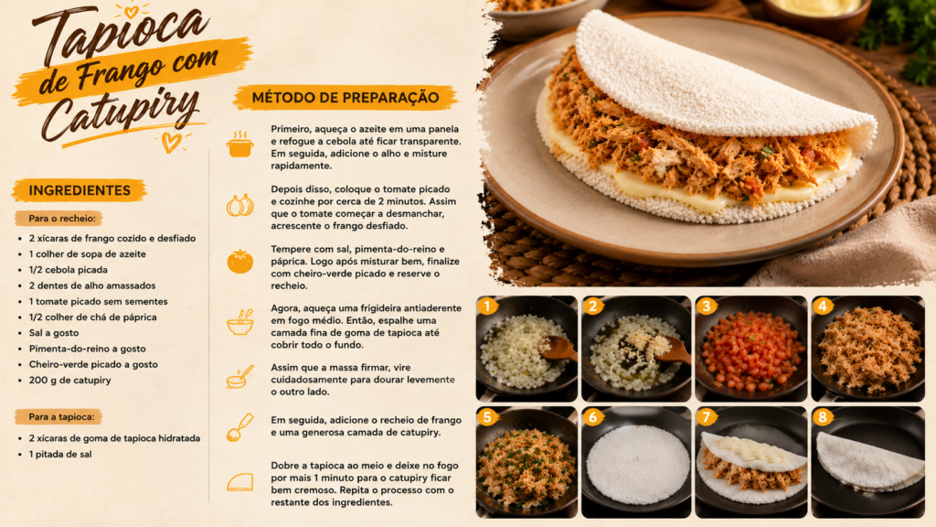metodo de preparo tapioca de frango com catupiry