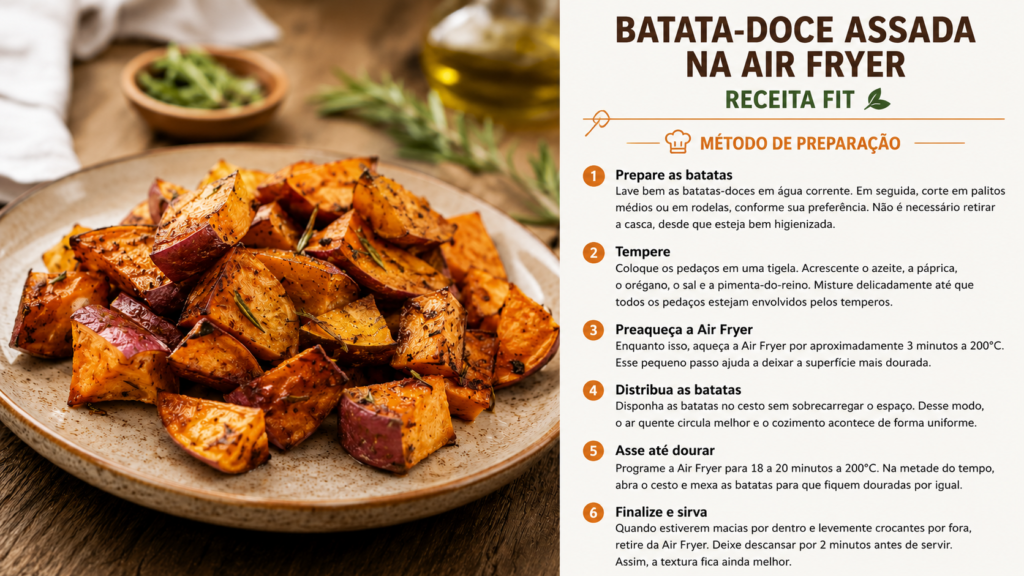 metodo de preparo Batata-Doce Assada na Air Fryer – Receita Fit